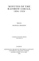 Cover of: Minutes of the Rainbow Circle, 1894-1924 (Camden Fourth Series, 38) by Michael Freeden