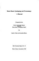 Cover of: Sheet music cataloging and processing: a manual