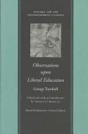 Cover of: Observations upon Liberal Education, in All Its Branches (Natural Law and Enlightenment Classics)