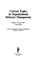 Cover of: Current topics in organizational behavior management