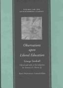 Cover of: Observations upon Liberal Education, in All Its Branches (Natural Law and Enlightenment Classics) by George Turnbull