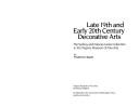 Cover of Late 19th and Early 20th Century Decorative Arts