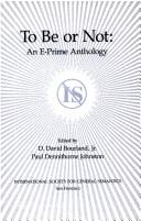 Cover of: To be or not: an E-prime anthology