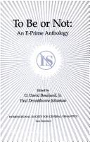 Cover of: To Be or Not: An E-Prime Anthology