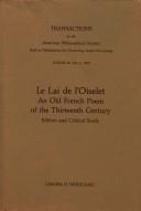 Cover of: Le Lai de l'oiselet: an Old French poem of the thirteenth century : edition and critical study