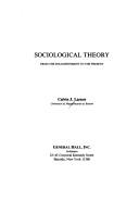 Cover of: Sociological theory: from the enlightenment to the present