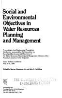 Cover of: Social and environmental objectives in water resources planning and management