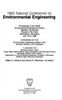 Cover of: 1982 National Conference on Environmental Engineering: Proceedings