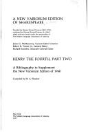 Cover of: Bibliographies to Supplement the New Variorum Editions of Shakespeare (Henry the 4th Part 2)