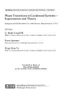 Cover of: Phase Transitions in Condensed Systems, Experiments and Theory (Materials Research Society Symposia Proceedings, Vol 57)