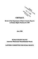 Cover of: Critique: review of the Department of State's country reports on human rights practices for 1987 : human rights watch , Americas watch/Asia watch/Helsinki watch.