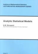 Cover of: Analytic Statistical Models Ims Lecture Notes, Monography Series No. 15 (Lecture Notes