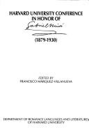 Cover of: Harvard University Conference in Honor of Gabriel Miro, 1879-1930 (Harvard Studies in Romance Languages No. 39)