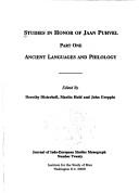 Cover of: Studies in Honor of Jaan Puhvel - Part One (Journal of Indo-European Monograph No.20) by 
