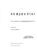Cover of: Subject (S : Prints and Multiples By Jonathan Borofsky 1982-1991) by Jonathan Borofsky, James B. Cuno