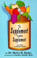 Cover of: To Supplement or Not to Supplement