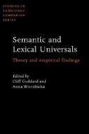 Cover of: Semantic and lexical universals by edited by Cliff Goddard, Anna Wierzbicka.