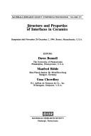 Cover of: Structure and properties of interfaces in ceramics: symposium held November 28-December 2, 1994, Boston, Massachusetts, U.S.A.