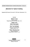 Cover of: Materials for Optical Limiting: Symposium Held November 28-November 30, 1994, Boston, Massachusetts, U.S.A (Materials Research Society Symposium Proceedings)