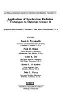 Cover of: Applications of synchrotron radiation techniques to materials science II: symposium held November 17-December 2, 1994, Boston, Massachusetts, U.S.A.