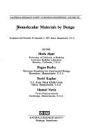 Cover of: Biomolecular Materials by Design: Symposium Held November 29-December 3, 1993, Boston, Massachusetts, U.S.A (Materials Research Society Symposium, V)