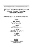 Cover of: Advanced Metallization for Devices and Circuits - Science, Technology, and Manufacturability: Symposium Held April 4-8, 1994, San Francisco (Materials Research Society Symposia Proceedings, V. 337.)