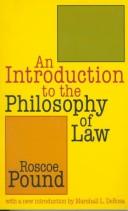 Cover of: An Introduction to the Philosophy of Law (Storrs Lecture) by Roscoe Pound