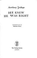 Cover of: He Knew He Was Right by Skilton, Anthony Trollope