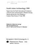 Cover of: South Asian Archaeology, 1989 | Catherine Jarrige
