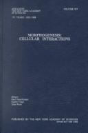 Cover of: Morphogenesis: cellular interactions
