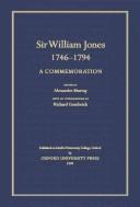 Cover of: Sir William Jones, 1746-94 by edited by Alexander Murray ; with an introduction by Richard Gombrich.