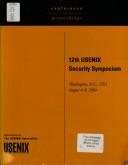 Cover of: Usenix Security Symposium 12th aug 4-8, 2003