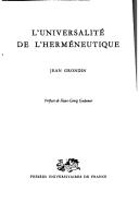 Cover of: L'Universalité de l'herméneutique