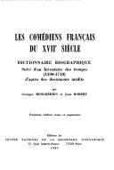 Cover of: Les Comediens Francais Du XVII Siecle Dictionnaire Biographique (M-6586) | Georges Mongredien
