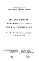 Les "Bourgeoisies" municipales italiennes aux IIe et Ier siècles av. J.-C