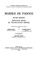 Cover of: Œuvres mineures: Defensor minor, De translatione Imperii