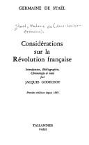 Cover of: Considérations sur la Révolution française