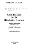 Considerations Sue La Revolution Francaise (In-texte Tallandier) by de Stael