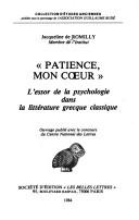 Cover of: "Patience, mon cœur": l'essor de la psychologie dans la littérature grecque classique
