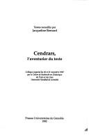 Cover of: Cendrars: L'aventurier du texte : colloque