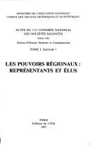 Cover of: Les pouvoirs régionaux by Congrès national des sociétés savantes (111th 1986 Poitiers, France)