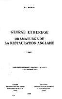 Cover of: George Etherege: dramaturge de la restauration anglaise