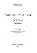 Cover of: Légende et oeuvre by Empedocles