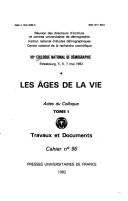 Les âges de la vie by Colloque national de démographie (7th 1982 Strasbourg, France)