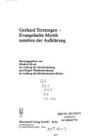 Cover of: Gerhard Tersteegen: Evangelische Mystik inmitten der Aufklarung (Schriftenreihe des Vereins fur Rheinische Kirchengeschichte)