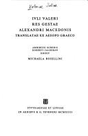 Cover of: Iuli Valeri Res gestae Alexandri Macedonis by Pseudo-Callisthenes