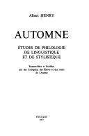 Cover of: Automne: études de philologie, de linguistique et de stylistique
