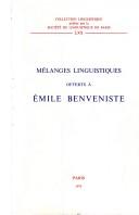 Cover of: Mélanges linguistiques offerts à Emile Benveniste. by 