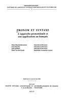 Cover of: Pronom et syntaxe: l'approche pronominale et son application au français