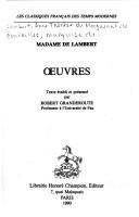 Cover of: Œuvres by Anne-Thérèse de Lambert